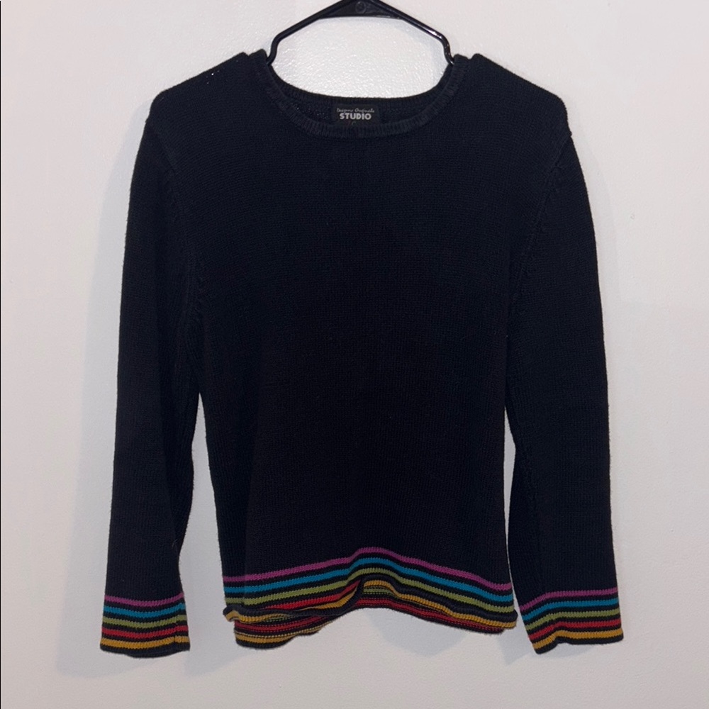 Studio Black Sweater with Rainbow Stripes